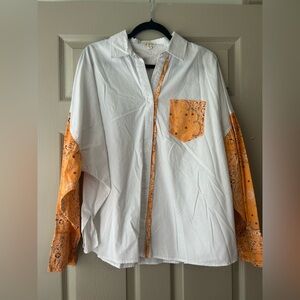 POL White Shirt with Orange Accents